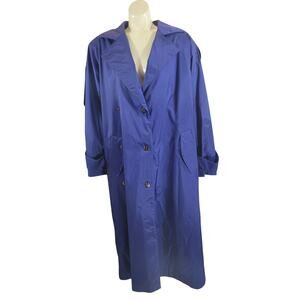 J. gallery retro‎ Trench Rain Coat lined Button Front Blue Sz 13/14